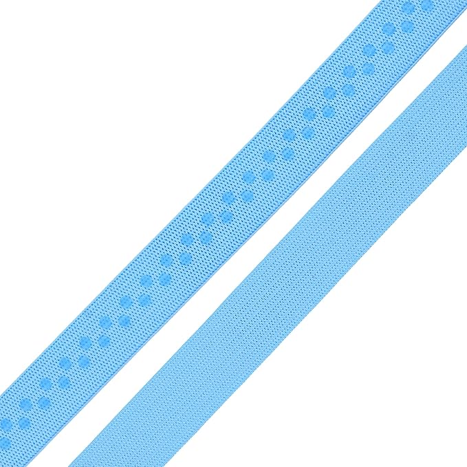 Mandala Crafts 0.5 Inch Elastic Silicone Gripper Tape for Clothing - 10 Yds Dotted Non Slip Elastic Band for Sewing - Light Blue Silicone Flat Fabric Stretchy Ribbon Straps