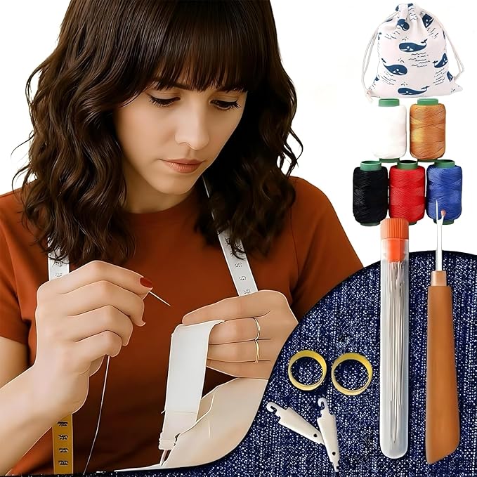 Complete Sewing Kit for Adults with 37 Stainless Steel Needles for Hand Sewing - Big Eye Steel Needles Set Includes Sewing Supplies, Thread & Portable Bag for Crafts.
