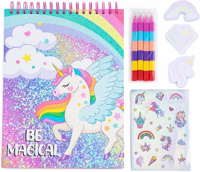VOTUM Sketch Book: Personalized Artist Sketchbook: Sketching, Drawing and Creative Doodling. Notebook and Sketchbook to Draw and Journal with Stickers and Markers (Unicorn Treats)