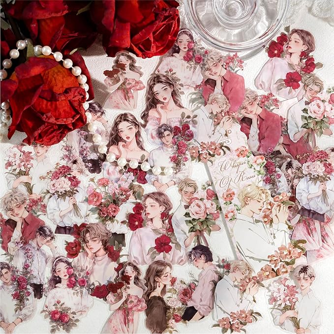 Alideco 120pcs Scrapbook Stickers Vintage Floral Beauty Figures Scrapbooking Junk Journal Crafts Embelishment Decoration Stickers (huayangnianhua)