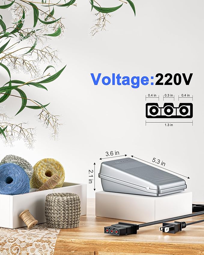 VHBW for Brother Sewing Machine Foot Pedal Compatible with Brother JX2517, LX3817, XM2701, XL2600, GX37, XR3774, LS2400 & More – Replacement Foot Controller (J00360051)