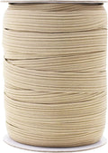 Mandala Crafts 12mm 20 Yds Roll of Khaki Elastic Bands for Sewing - 1/2 Flat Elastics Cord - 1 2 Inch Braided Stretch Straps for Crafting