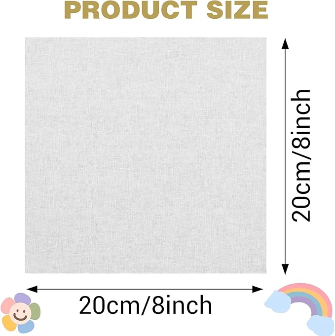 100 Pcs 8 x 8 Inches Cotton Fabric Precut Fabric Squares Cotton Solid Colors Squares Quilting Bundles Cottons for DIY Sewing Craft