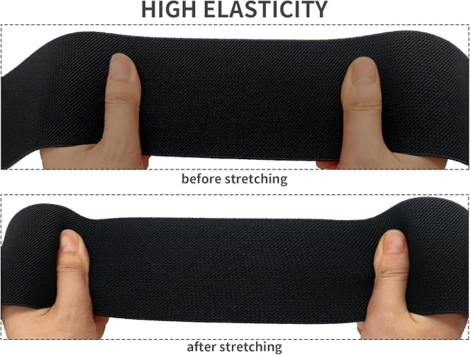 Black Wide Knit Elastic Band for Sewing 3 inch 5yards Double-Side Twill Woven Elastic Heavy Stretch Elastic Spool Band for Pants Waist-Wigs-Skirts-Craft-DIY Projects