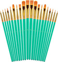 Paint Brushes Set, 20 Pcs Paint Brushes for Acrylic Painting, Oil Watercolor Acrylic Paint Brush, Artist Paintbrushes for Body Face Rock Canvas, Kids Adult Drawing Arts Crafts Supplies, Green