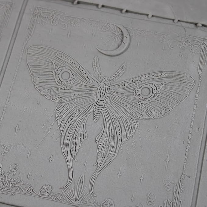 Luna Moth Clay Texture Roller (4") - Insect Set #01 - Embossing Pattern Roller for Polymer & Ceramic Clay, Pottery & Crafts