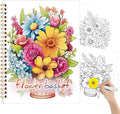 Tlenpo Adult Coloring Book for Women, Spiral Bound Adult Coloring Books for Women Relaxation, Suitable for Alcohol Markers and Colored Pencils, Single-Sided Print of Flower, 50 Coloring Pages