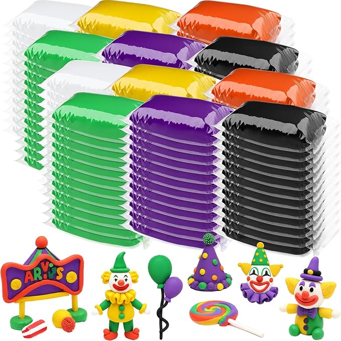 144 Pcs Air Dry Clay Bulk 76 oz Christmas Soft DIY Modeling Clay Kit Magic Foam Crafts for Sculpting Kids Gifts Party School Supplies for Crafts Artistic Project(Carnival Color)