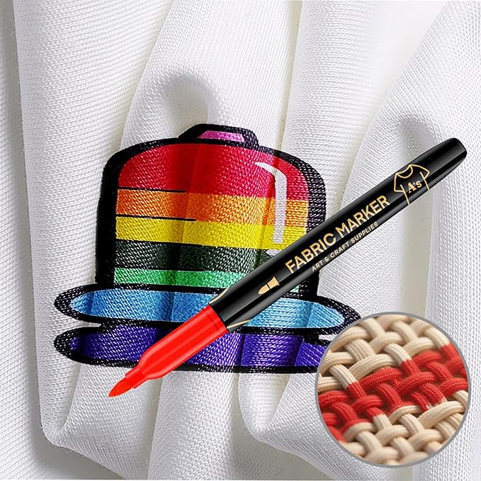 Art+soul Fabric Markers 20 Colors: No-Iron, Air-Dry Overnight for Color Fix, Color-Lasting. 10+ Machine Wash-Resistant. Great for T-Shirts, Textiles, Canvas Bags & Shoes