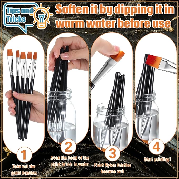 Zonon 20 Pcs Flat Paint Brushes Acrylic Painting Craft Accessories Classroom Prizes Gifts Small Watercolor Paint Brushes Bulk for Adult Artist Detail Oil Canvas Face(1/2 Inch,Black)