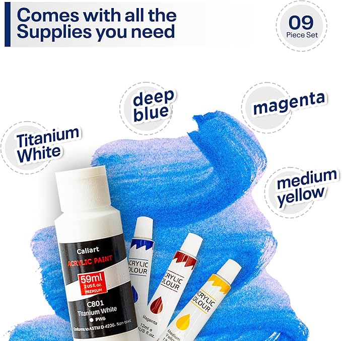 Painting4Real DIY Art Painting Kit for Adults – Learn to Paint Golden Hour with Video Tutorials – 9 Pieces Acrylic Paint Set for Adults –Perfect Christmas Crafts & Holiday Gifts for Art Lovers