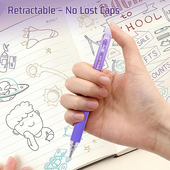Erasable Gel Pens, 36 Colors Retractable Fine Point Erasable Pens Clicker, Assorted Color Inks, Make Mistakes Disappear for School Office Home, Drawing Writing Planner, Coloring