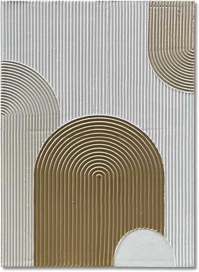NANKAI Art Hand-Painted 40x28 inch White and Gold Texture Abstract Art, Contemporary Minimalist Canvas Oil Painting, Home Wall Decoration Art