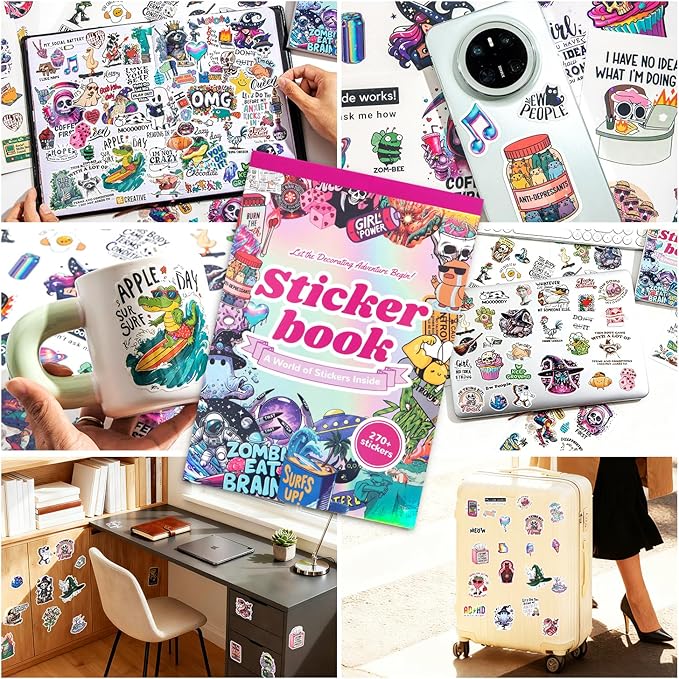 270+ PCS Funny Holographic Stickers for Adults, Waterproof Vinyl Sarcastic Meme Decals for Laptop, Water Bottle, Phone, Kindle, Journal, Scrapbook, Bumper, Skateboard, Luggage, No Repeats Accessories