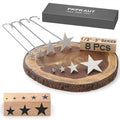 8Pcs Mini 1/2"-3" Branding Irons, Star Silhouettes Custom Wood Branding Iron Personalized for Wood Working, Leather Hats, Felt, Cowhide, BBQ Brander & Bread Logo, Steak Branding Iron for Food