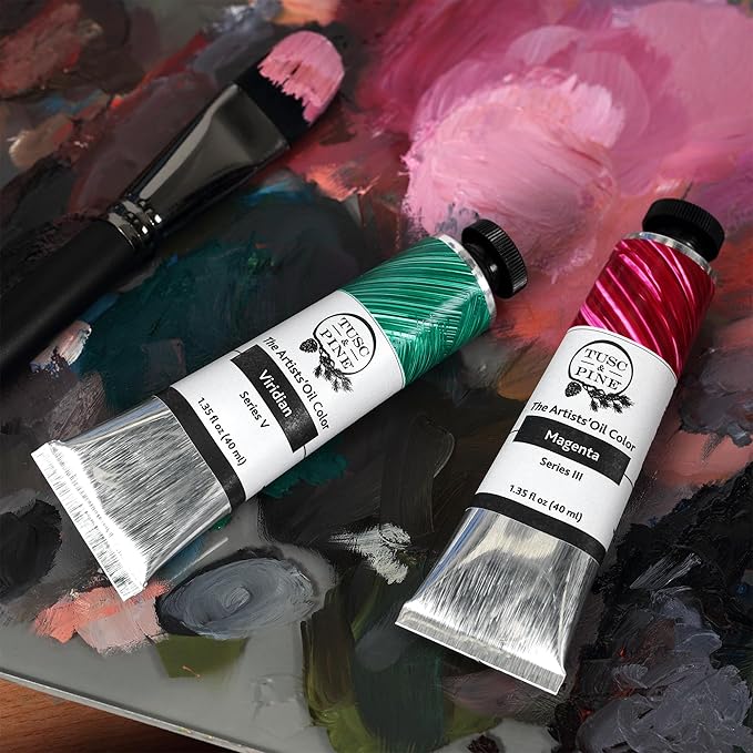 Tusc & Pine Artist Oil Paint - Tropical Evening, Set of 3 40 ml, Non-Yellowing, Rich & Creamy Consistency, Maximum Pigment Load, Small Batch Milled Oil Paints Made in the USA for Professional Artists