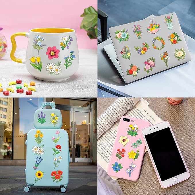 96 PCS Small Wildflower Pre-Cut Temporary Tattoos for Kids | Super Cute Floral Themed Birthday Party Favors, Supplies, Decorations, Fake Tattoo Stickers, School Rewards Prizes & Gifts for Boys Girls