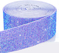 Novani Self Adhesive Rhinestone Ribbon, 1.18 Inch Wide 3 Yards 1 Roll, Deep Purple AB Crystal Diamond Bling Strips for DIY Crafts, Glitter Resin Rhinestones for Crafting, Car Decoration