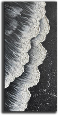 YaSheng Art - Oil Painting on Canvas Texture Black and White Ocean scenery sandbeach 3D Oil Painting Hand-Painted Abstract Artwork Paintings Modern Home Decor Living room sofa bedroom dining room hanging pictures Canvas Wall Art 24x48inch