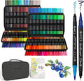 200 Colors Dual Tip Markers Brush Pens, Fine & Brush Tip Art Markers for Adult Coloring Book Drawing Calligraphy, Colored Pens Christmas Gifts Stocking Stuffers for Teen Art Supplies