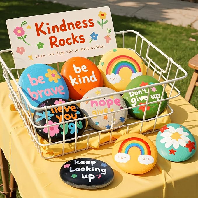 Simetufy 12Pcs Rocks for Painting, 5-6 Inch Extra Large Flat Painting Rocks for Mandala, Smooth Stones for Art & Crafts, Kindness Stone, DIY Home Decoration