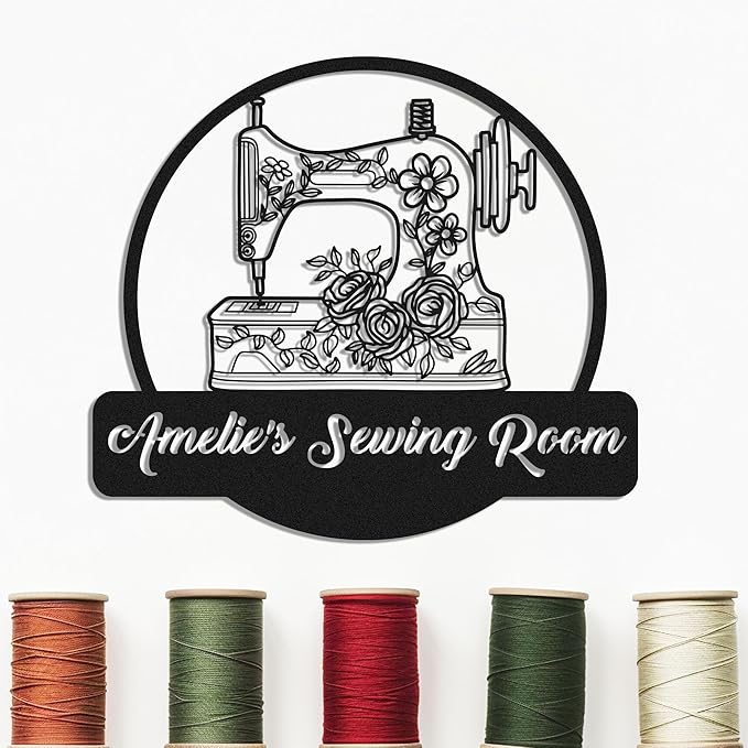 Custom Sewing Room Sign, Personalized Metal Quilting Sign, Sewing Room Decor, Sewing Machine Sign, She Shed Craft Room Decor, Personalized Sewing Gifts for Women