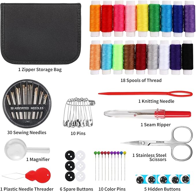 Sewing Kit for Adults and Kids,Marcoon Needle and Thread Kit with Sewing Supplies and Accessories Contains Scissors, Measure Tape,Seam Ripper,Suitable for Home, Travel, Beginner, Emergency
