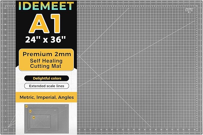 Premium 24" x 36" Large Self Healing Sewing Mat, 5-Ply Rotary Cutting Mat for Quilting, Double-Sided Cutting Board for Crafts Cutting Fabric Leather Modeling Projects, Anthracite Gray