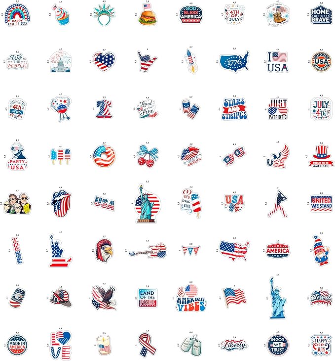 100Pcs USA Stickers and Decals for Water Bottle, Laptop - American Stickers- USA Party Supplies & Decorations - American Gifts - Gift for Women & Men