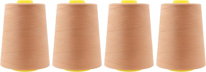 Mandala Crafts 4 Pack of Serger Threads Cones Spools - 20S/2 24000 Yards Polyester Copper Threads for Sergers Machine and Overlock Quilting Sewing Machine