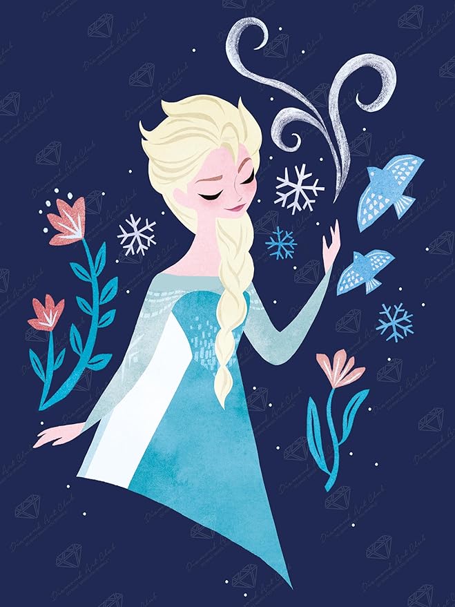 DIAMOND ART CLUB Elsa Diamond Painting Kit, Fun DIY Crafts for Adults, Round Diamond Art Canvas, 13" x 17"