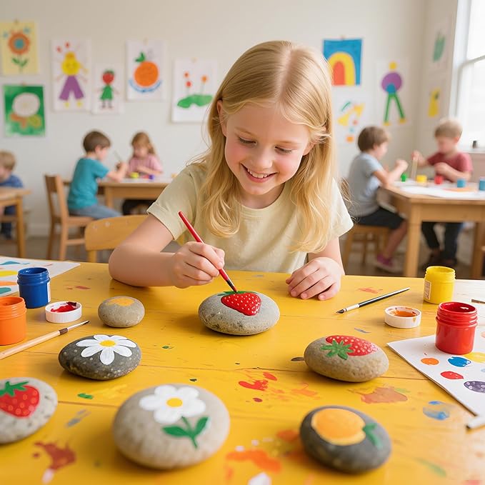Simetufy 15pcs Rocks for Painting, 5pcs Each 2-3in, 3-4in, 4-5in, Flat & Smooth Rocks for Arts & DIY, Kindness Painting Stones