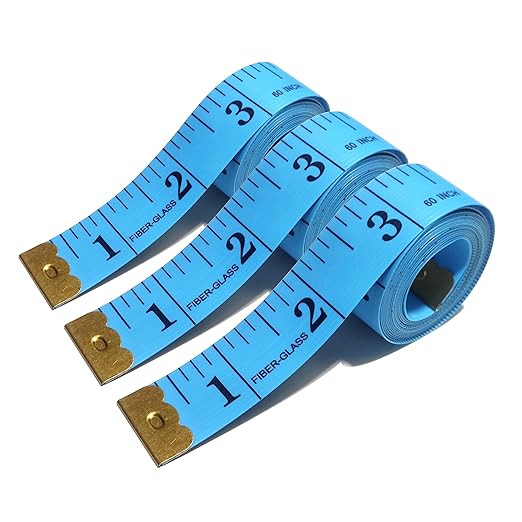 3 Pack Tape Measure Body Measuring Tape, Soft Fabric Measuring Tape for Sewing Cloth Measurement, 60 Inch Double Scale Tailor Ruler for Weight Loss (Blue)