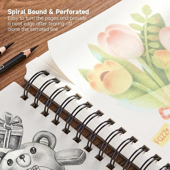 Shuttle Art 9x12” Sketchbook, 220 Sheets Total, Pack of 2(110 Sheets Each), 68lb/100gsm Thick Paper, Spiral Bound Mixedmedia Sketch Pad, Acid-free Drawing Pad for Kids Adults Artists Sketching Drawing