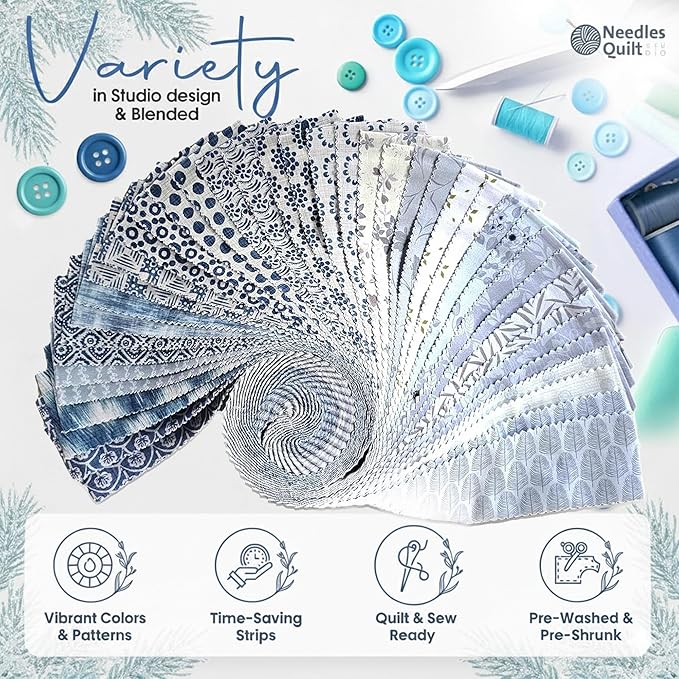 Jelly Roll Fabrics for Quilting Clearance 40 Strip 2.5" x 44" | Cotton Strips Bundles – Perfect Quilting Fabric for Sewing, Precut Quilt Projects, and DIY Crafts (Scandinavian Cottage)