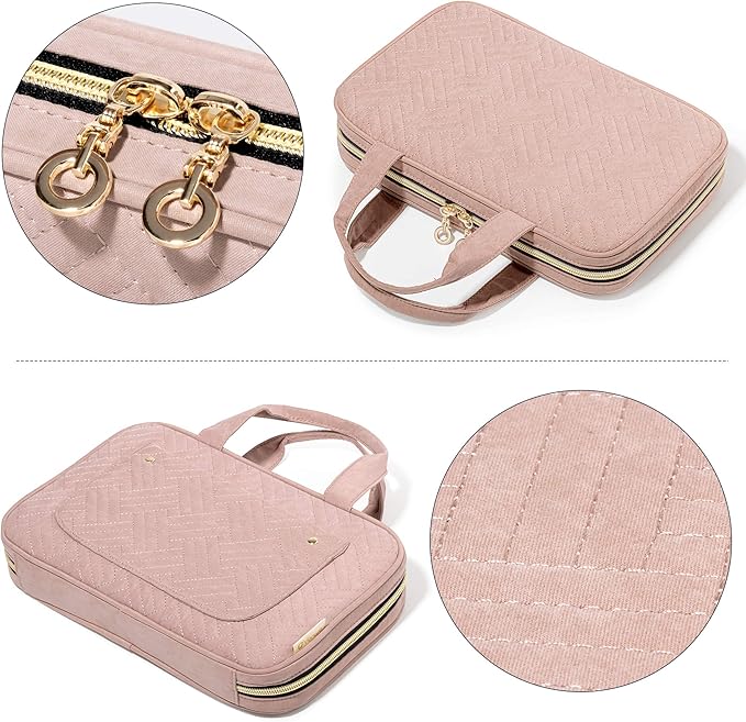 Yarwo Knitting Needles Case (up to 10.6"), Crochet Hooks Organizer with Double Handle for Circular Knitting Needles and Accessories, Dusty Rose (Bag Only)