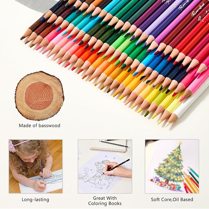 72 Colors Colored Pencils Set for Adult Coloring, Artist Soft Series Lead Cores with Vibrant Colors, Drawing Pencils, Art Pencils, Professional Oil Based Colored Pencils, Gift Box