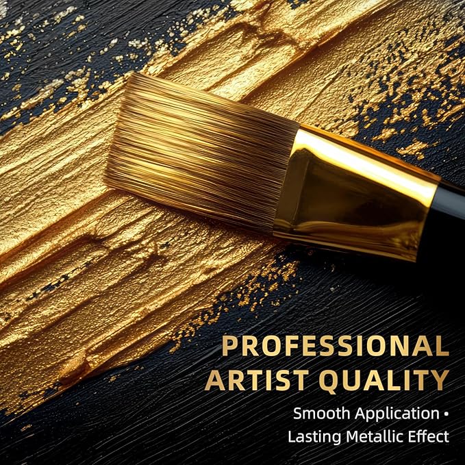 Falling in Art Gold Metallic Acrylic Paint, 33.8 Oz Heavy Body Gold Leaf Paint, Non-Toxic Art Paints for Metal, Furniture, Canvas, and DIY Crafts