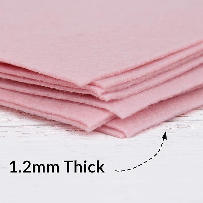 Threadart Premium Felt Roll - 12" x 10yd - Light Pink | Soft Wool-Like Feel | 1.2mm Thick Fabric for DIY Crafts, Sewing, Crafting Projects | Compatible with Cricut Maker