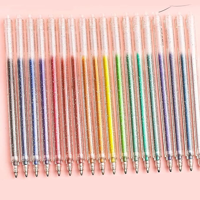 Glitter Gel Pen Set, Glitter Gel Pens for Adult Coloring Books, Gel Marker Set Colored Pen for Drawing & Doodling (Set of 24colors)