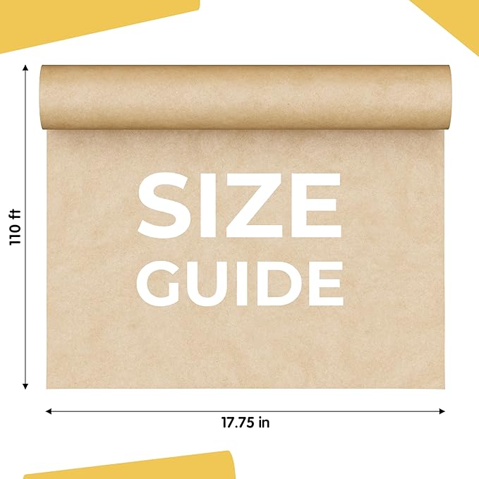 Natural Kraft Paper 17.75" X 1320" (110' Ft) - Brown Colored Roll - Wrapping & Shipping Paper - Perfect for Crafts & Packing by Crown Display