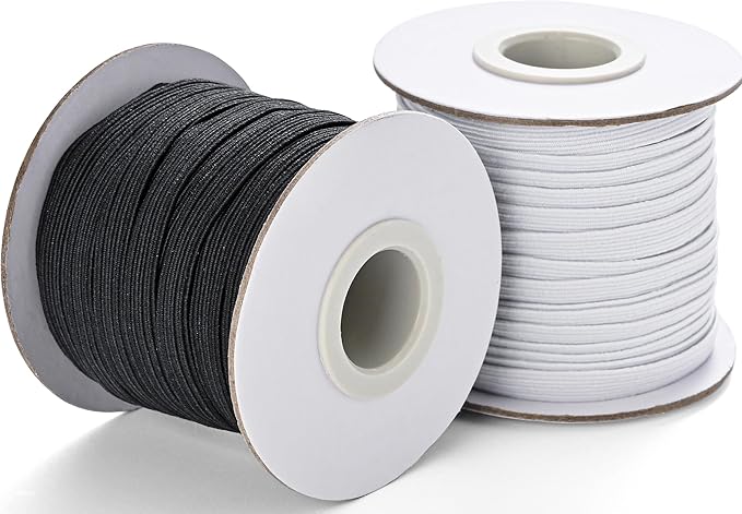 XKDOUS Elastic Band for Sewing, 1/4 Inch 30 Yards 2 Roll Knit Elastic Bands High Elastic Cord for Sewing Waistband and Pants Waist(15 Yard White, 15 Yard Black)
