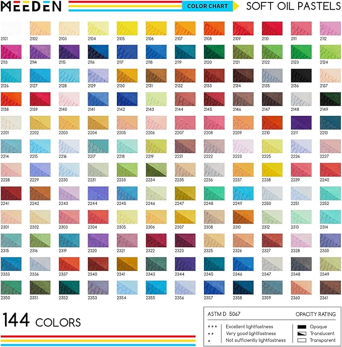 MEEDEN Soft Oil Pastels Set: 144 Vibrant Colors Art Oil Pastels for Blending Layering Shading Drawing - Smooth Oil Pastel Crayons for Artists Beginners Adults Teachers Christmas Painting