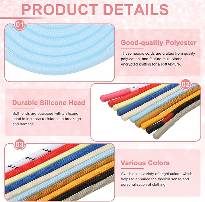 uxcell 2pcs 53inch Drawstring Cords Replacement Drawstring Hoodie String Sewing Tool with Easy Threader for Hoodie Sweatpants Jackets Pants Hats Coats Bags, Sky Blue