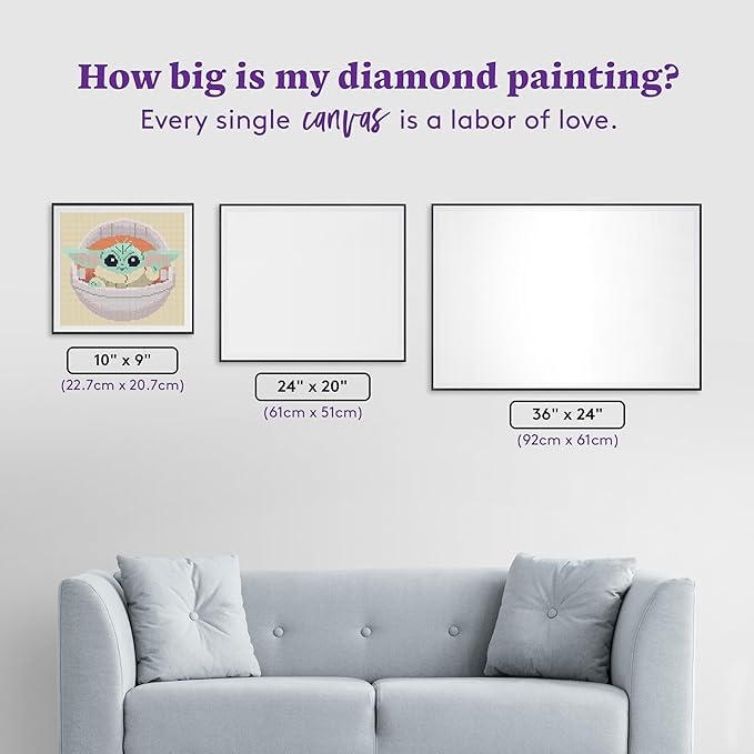 DIAMOND ART CLUB Grogu's Hover-Pram Diamond Painting Kit, Fun DIY Crafts for Adults, Square Diamond Art Canvas, 10" x 9"