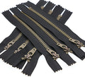4# Black Metal Zipper Close End Antique Brass Y-Teeth Zipper 4 Inch Jeans Zippers 6pcs,10 cm (Black-Brass) Leekayer