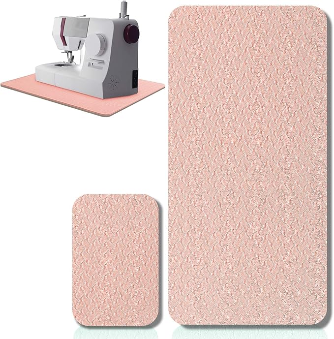 2 Pcs Sewing Machine Muffling Mat Pedal Sewing Mat Reduce Vibrations Noise No Slip Machine Accessories for Quilting(17'' X 36'' and 9'' X 14'',Pink)