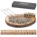 26Pcs Mini 1" Branding Irons, Wiccan Symbols Custom Wood Branding Iron Personalized for Wood Working, Leather Hats, Felt, Cowhide, BBQ Brander & Bread Logo, Steak Branding Iron for Food