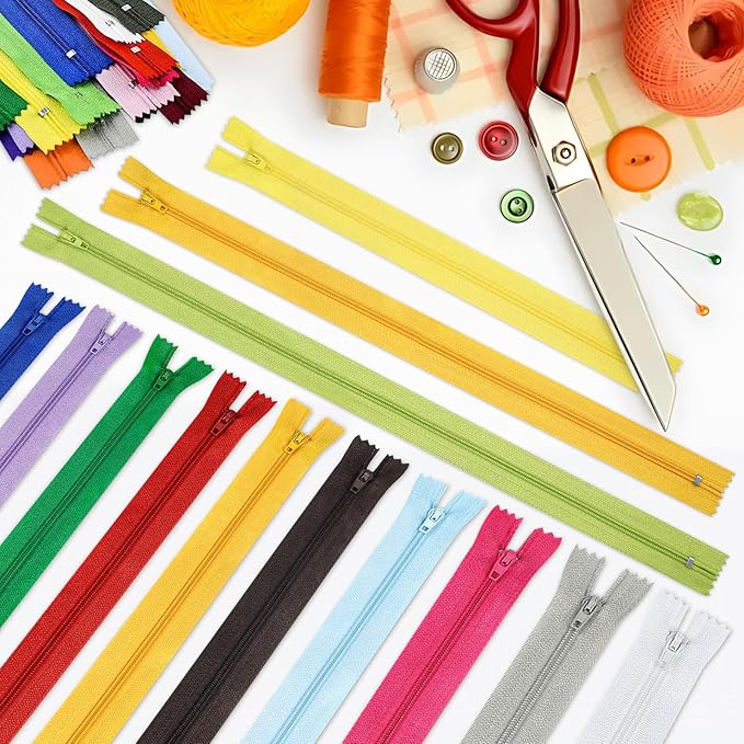 Zippers, DOITEM 72 Pcs Zippers for Sewing 6 Inch 10 Inch 14 Inch Multicolor Nylon Coil Zipper for Sewing and Crafts 24 Colors