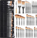 Nicpro 40 PCS Paint Brush Set, Professional Acrylic Paint Brushes with Palette Knife and Canvas Roll, Suitable for Acrylic Painting, Oil, Watercolor, Gouache, Art Supplies Painter Gifts for Artist